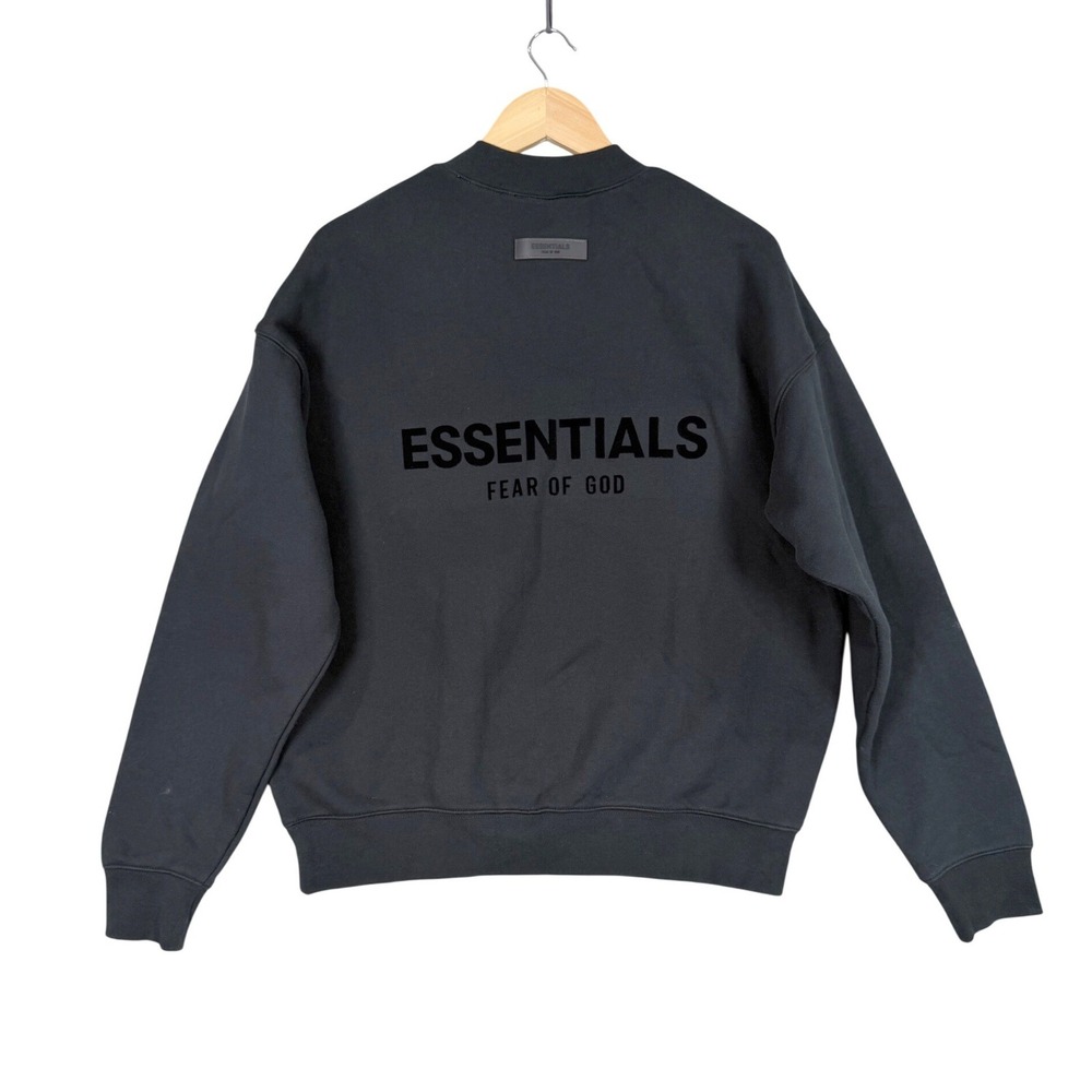 Fear of God Essentials Sweatshirt Mens Size S Black Logo Crewneck Fleece New - Picture 2 of 13
